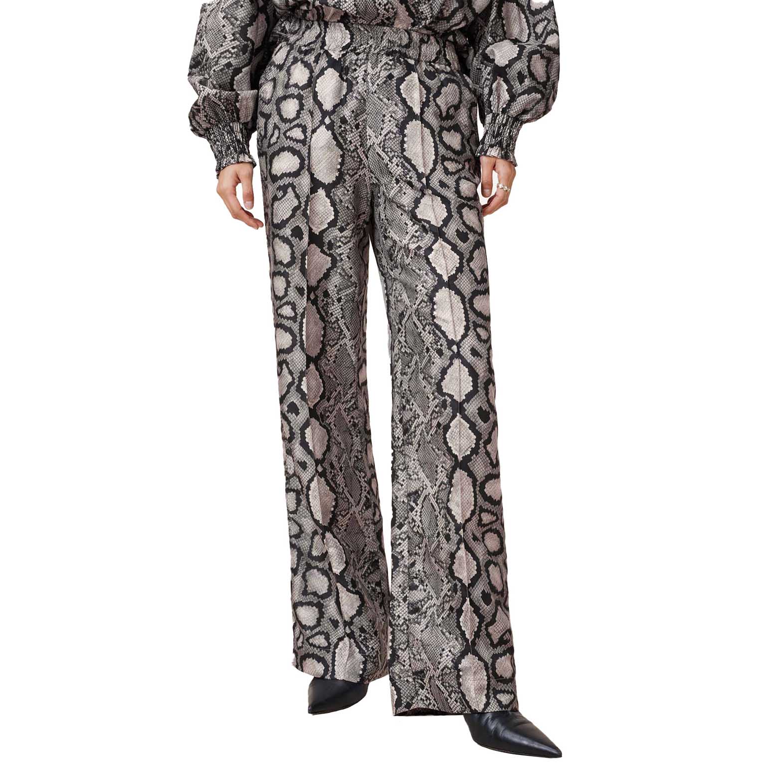 AllSaints Charli Wide Leg Snake Print Trousers